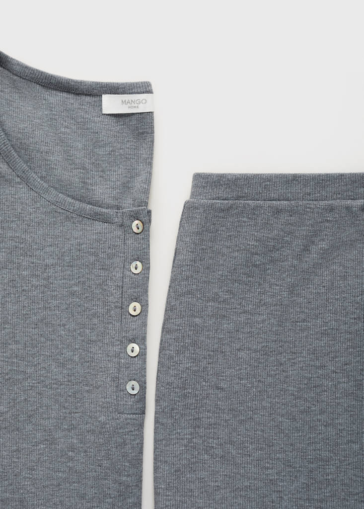 Ribbed-knit pyjama trousers — Medium Heather Grey