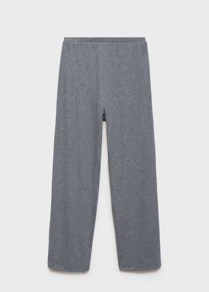 Ribbed-knit pyjama trousers — Medium Heather Grey