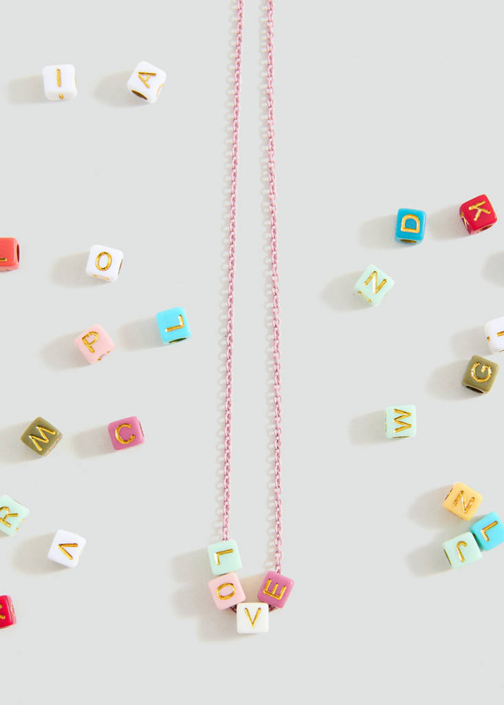 Letters bead necklace — Gold