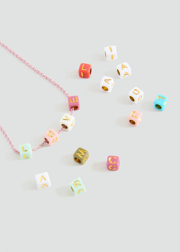 Letters bead necklace — Gold