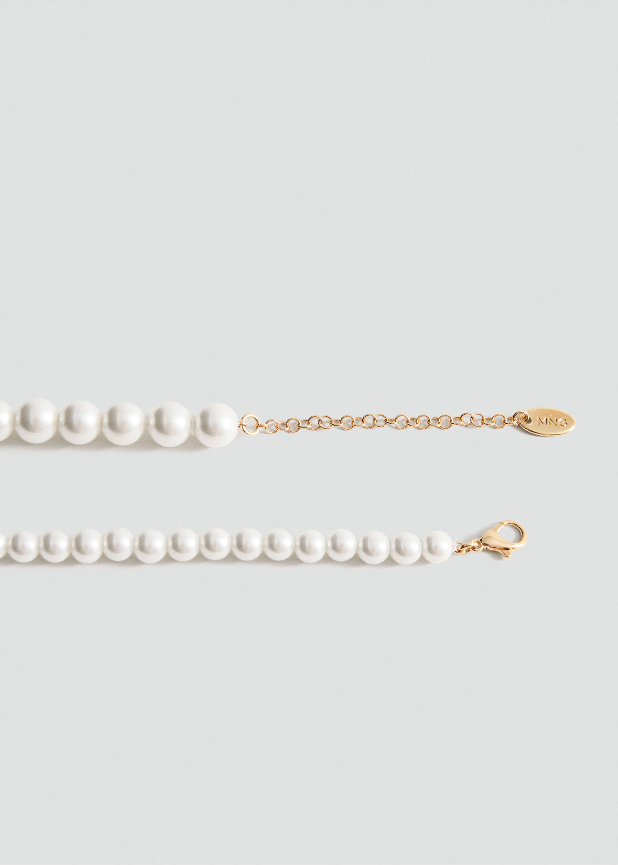 Collier double perle verre - Détail de l'article 1, Blanc. Ref: 17004131-00.