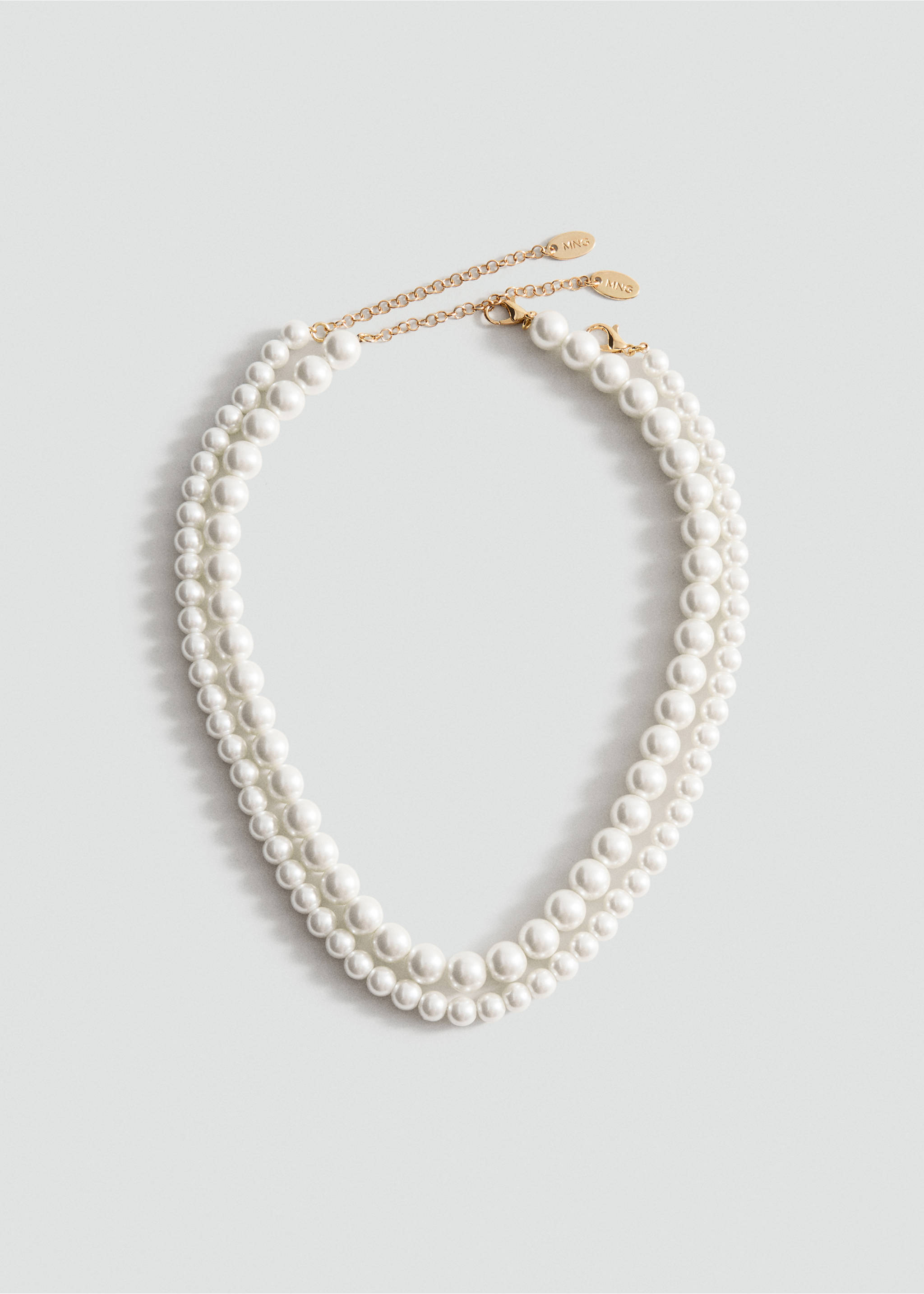Double pearl crystal necklace - Article without model, White. Ref: 17004131-00.