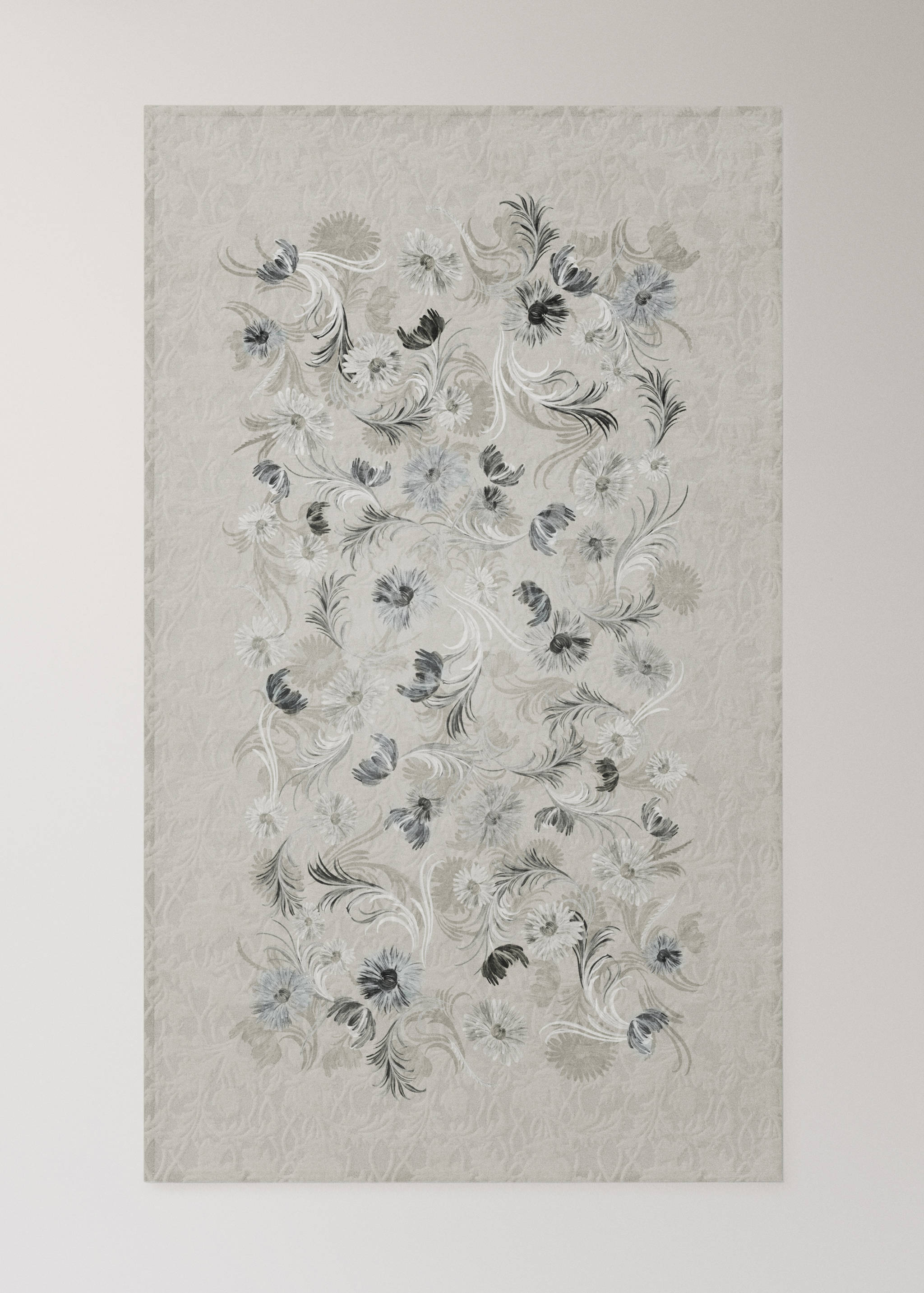 Jacquard cotton floral-print tablecloth for 2 to 4 diners - Medium plane