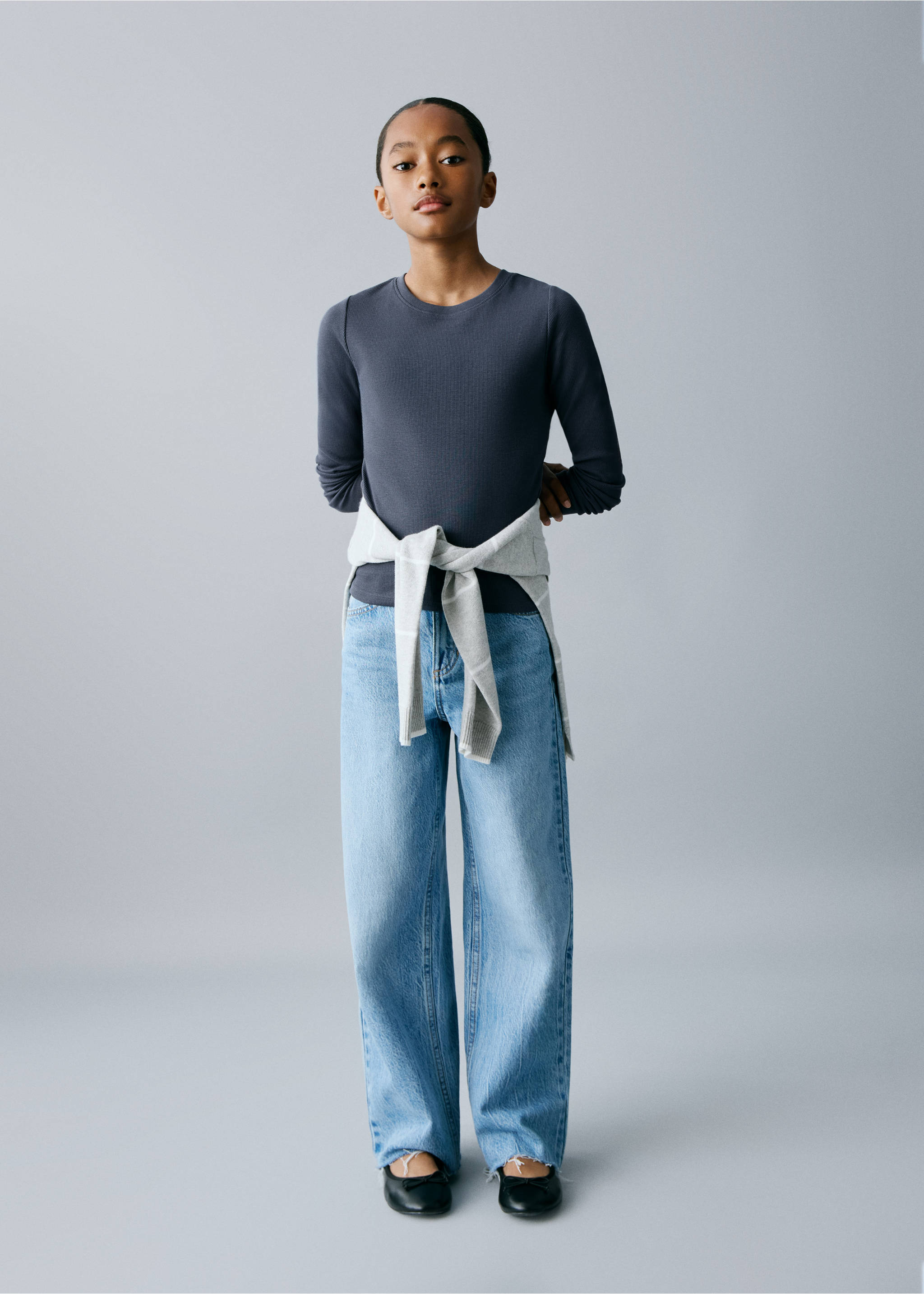 Ribbed long-sleeved t-shirt - General plane, Petrol Blue. Ref: 17004427-00.