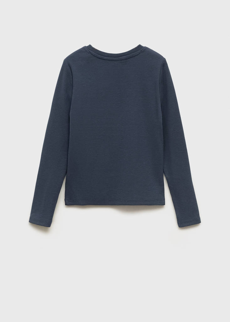 Ribbed long-sleeved t-shirt — Petrol Blue