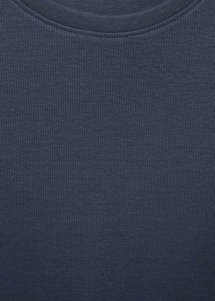 Ribbed long-sleeved t-shirt — Petrol Blue