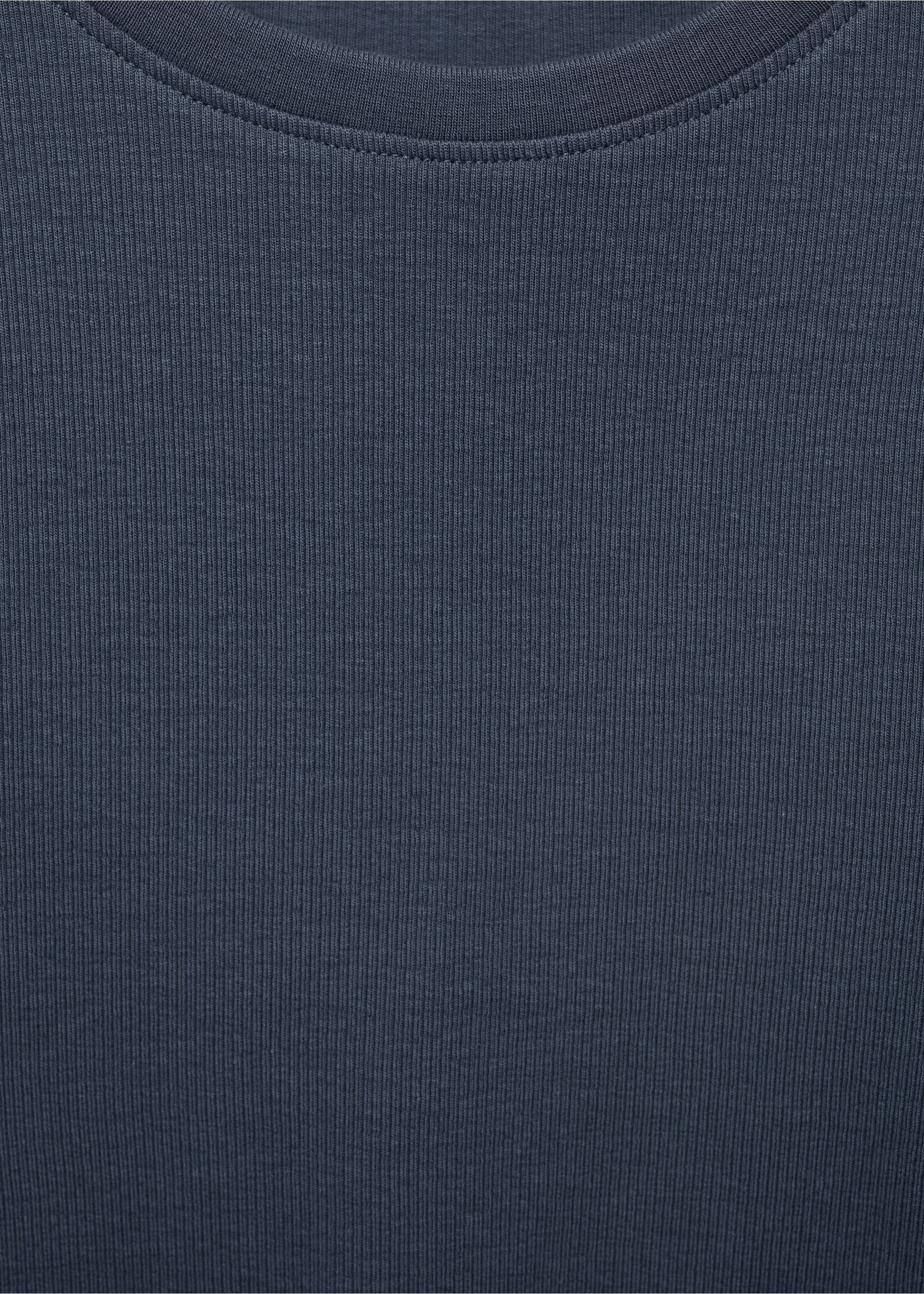Ribbed long-sleeved t-shirt - Details of the article 8, Petrol Blue. Ref: 17004427-00.