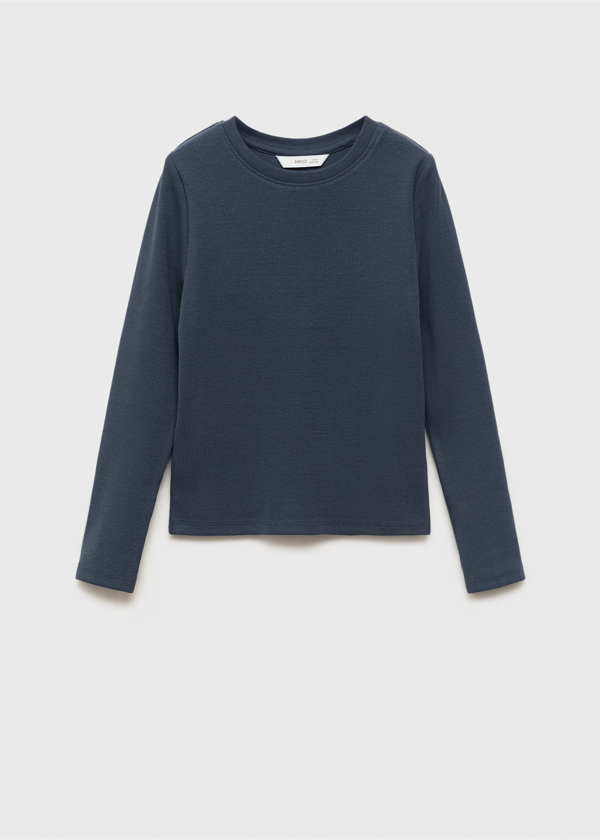 Ribbed long-sleeved t-shirt - Article without model, Petrol Blue. Ref: 17004427-00.