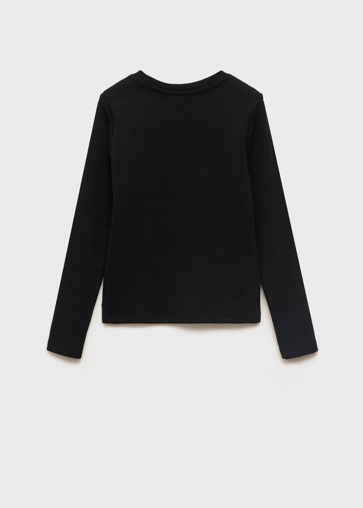 Ribbed long-sleeved t-shirt — Black