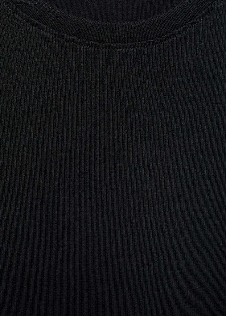 Ribbed long-sleeved t-shirt — Black