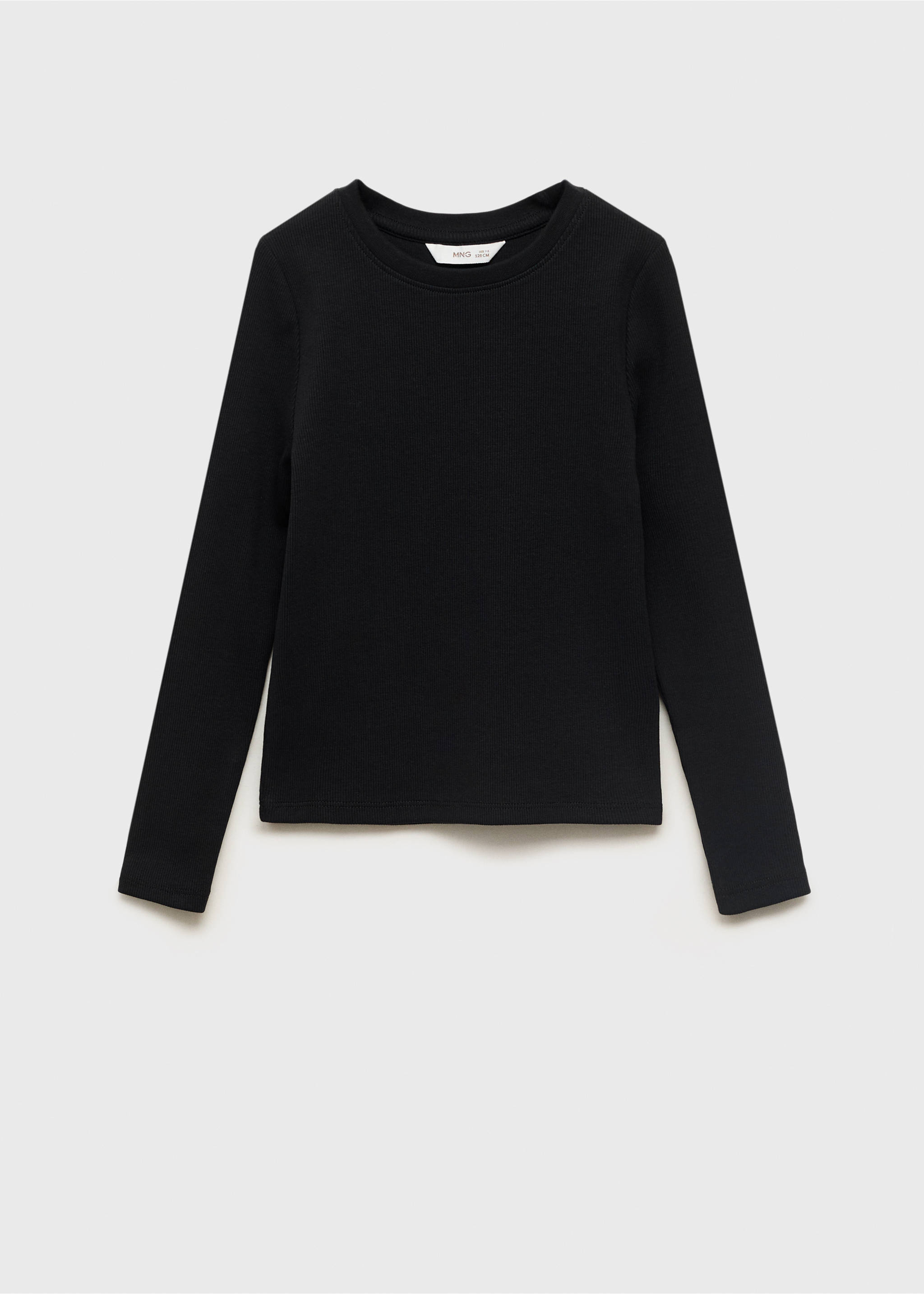 Ribbed long-sleeved t-shirt - Article without model, Black. Ref: 17004427-00.