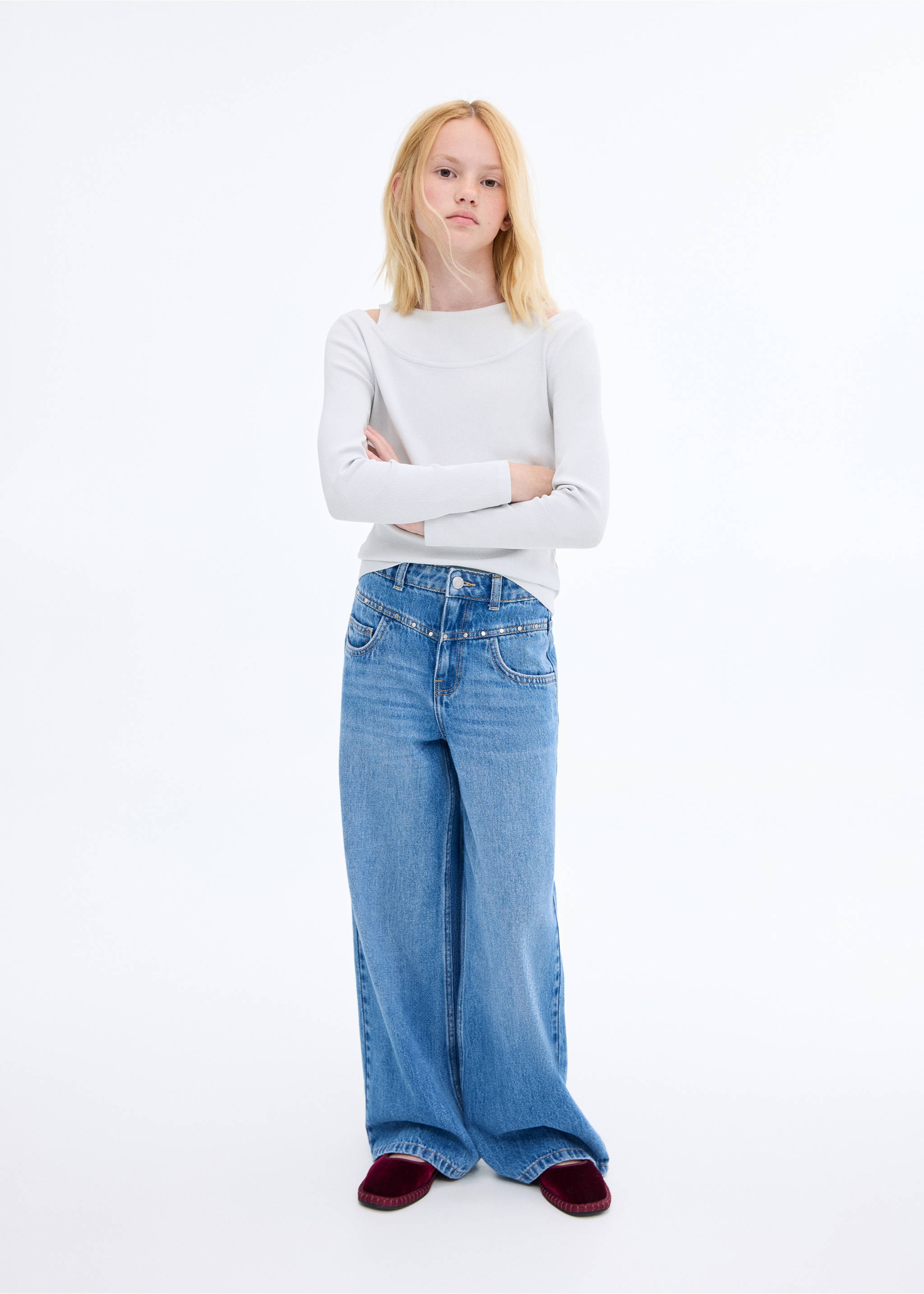 Ribbed cut-out T-shirt - General plane, Sky Blue. Ref: 17004428-00.