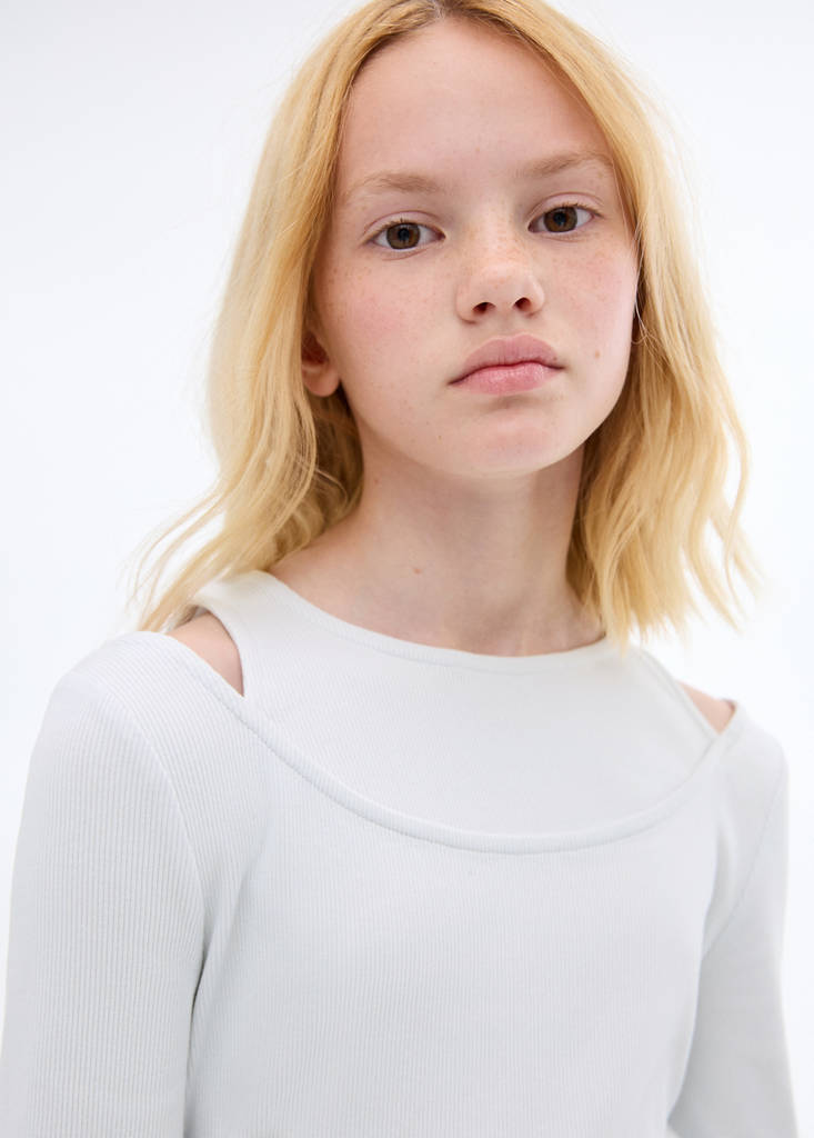 Ribbed cut-out T-shirt — Sky Blue