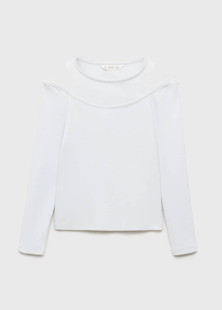 Ribbed cut-out T-shirt — Sky Blue