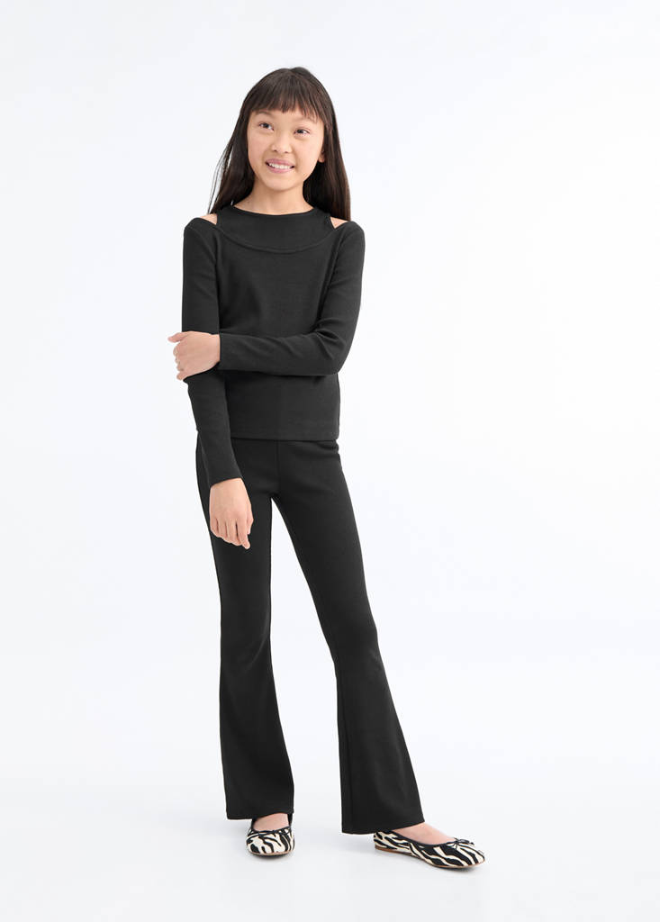Ribbed cut-out T-shirt — Black