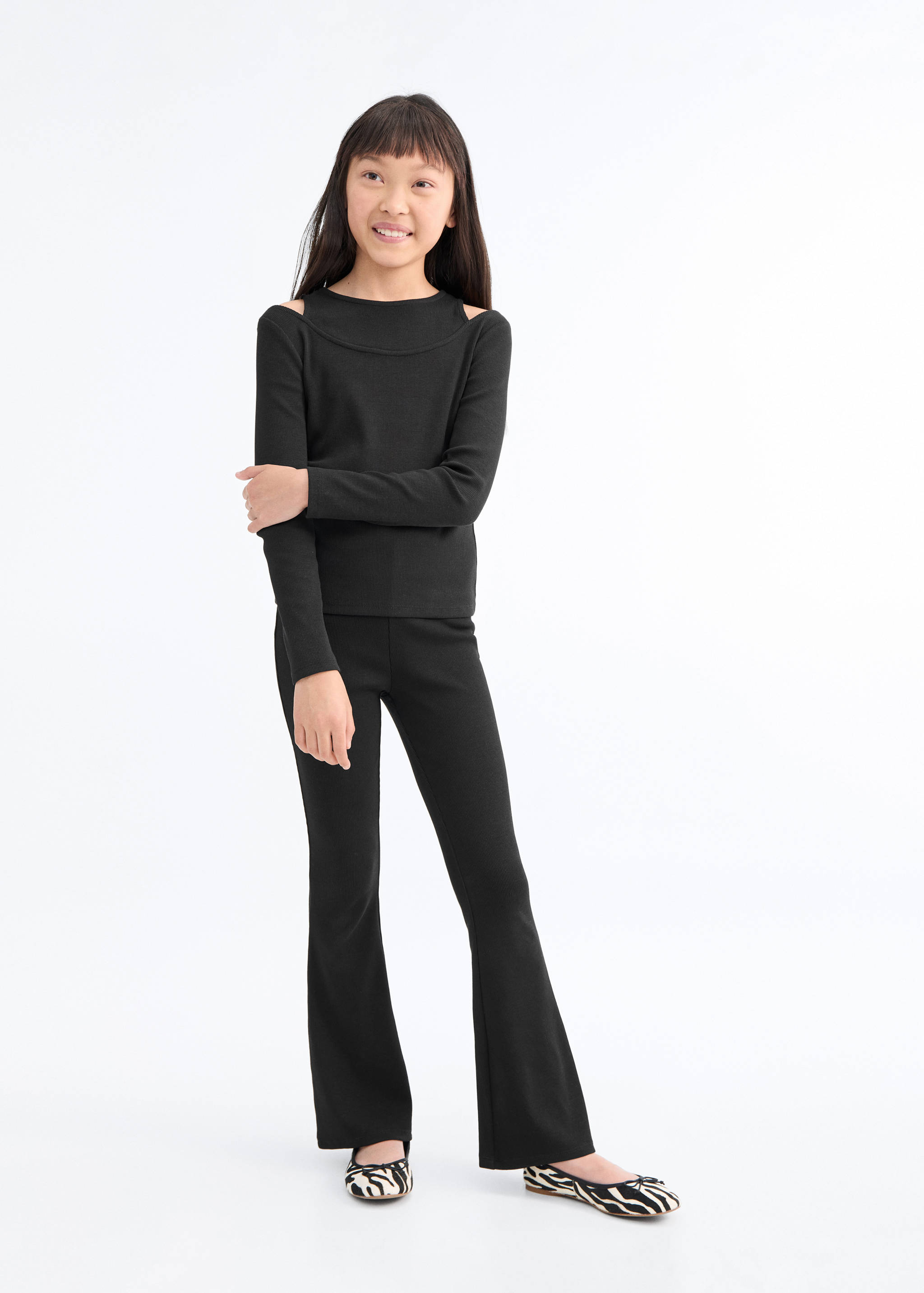 T-shirt maille côtelée à découpe - Plan général