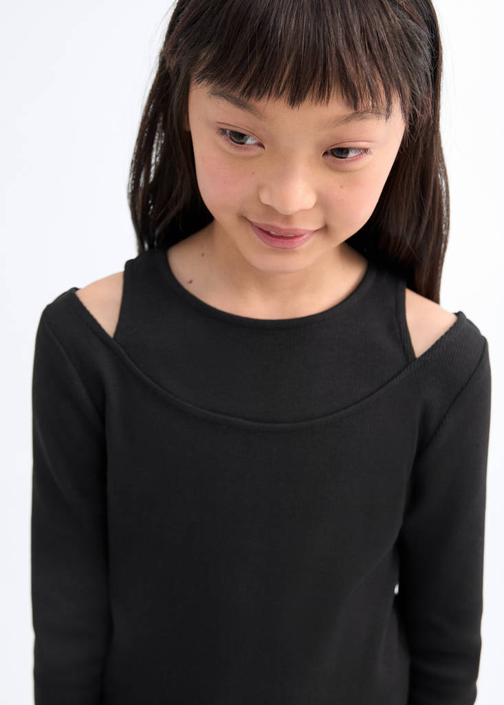 Ribbed cut-out T-shirt — Black