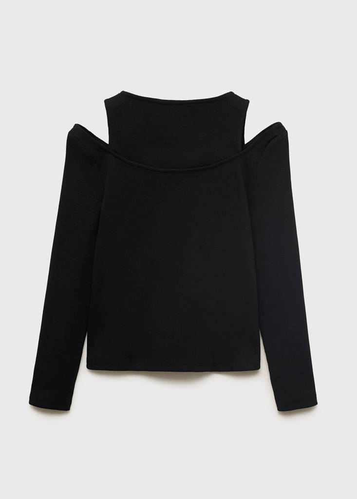 Ribbed cut-out T-shirt — Black