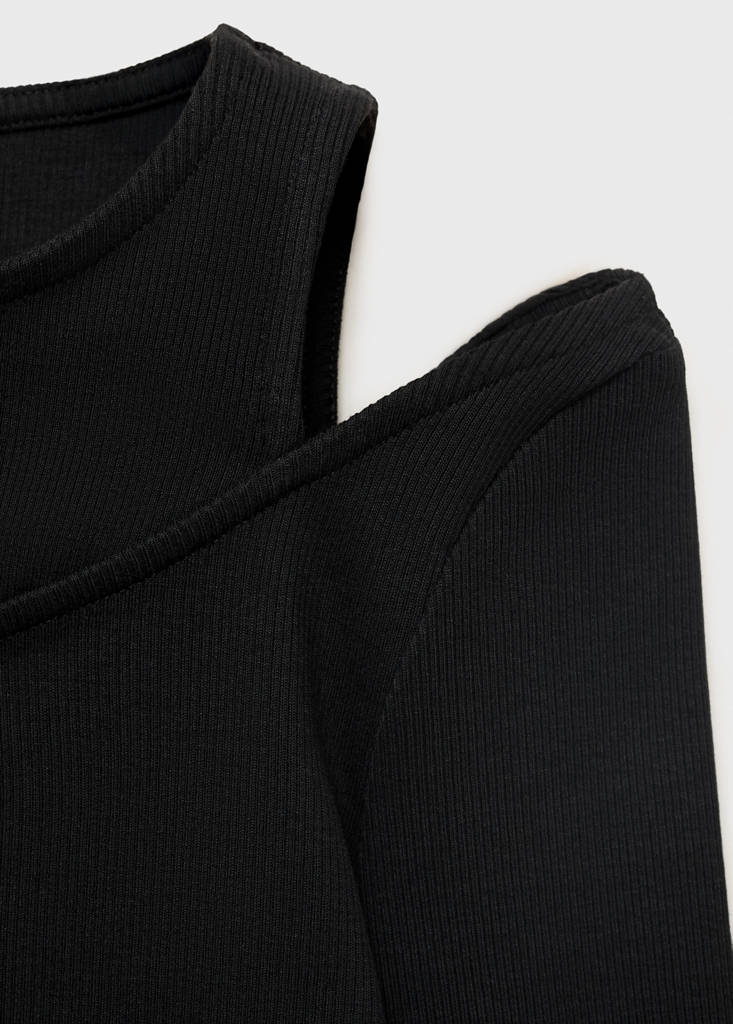 Ribbed cut-out T-shirt — Black