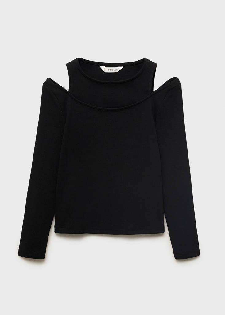 Ribbed cut-out T-shirt — Black