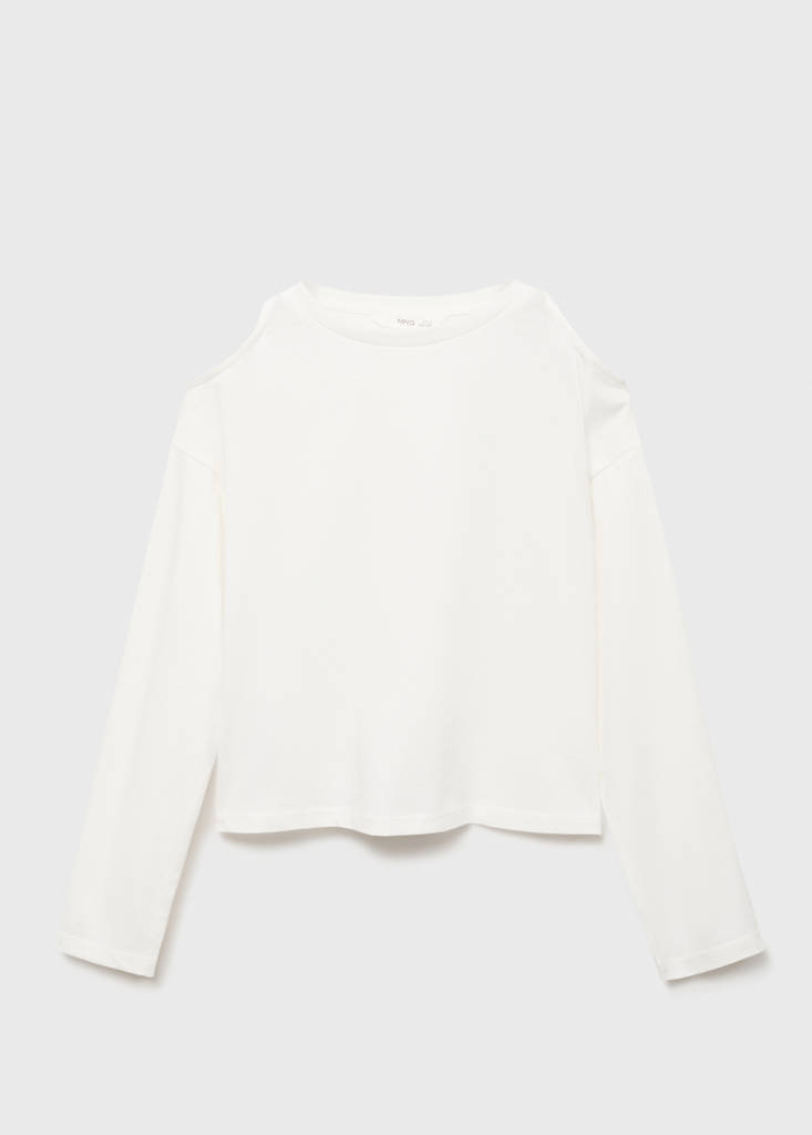 MANGO KIDS - T-shirt cut out blanc cassé - 5-6 ans - Fille