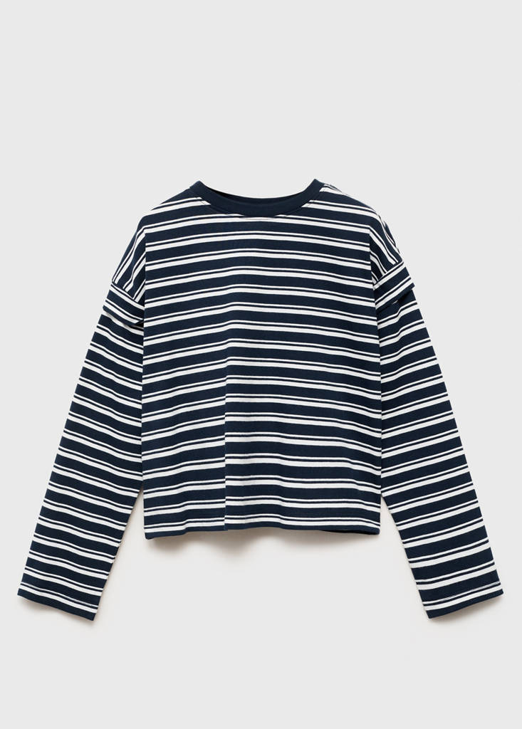 Striped long sleeves t-shirt — Navy