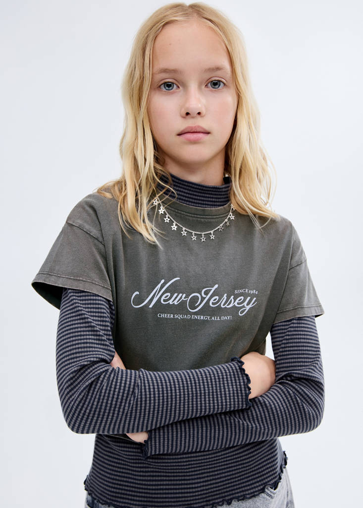 Printed cropped t-shirt — Charcoal