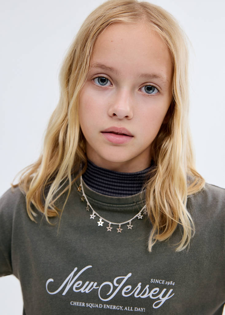 Printed cropped t-shirt — Charcoal