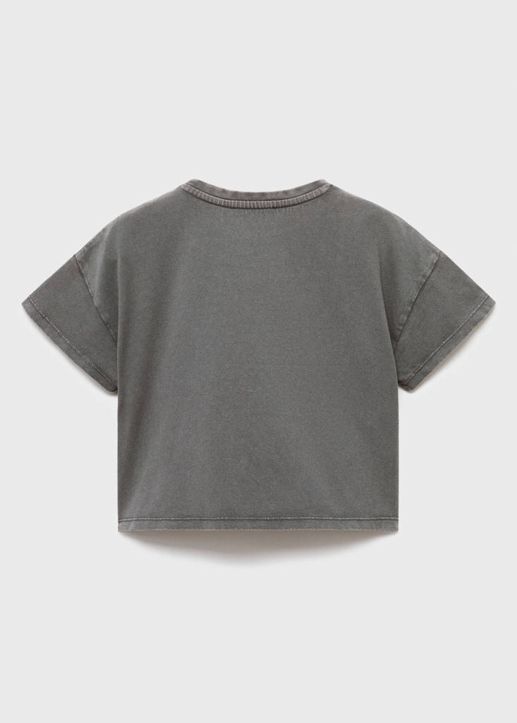 Printed cropped t-shirt — Charcoal