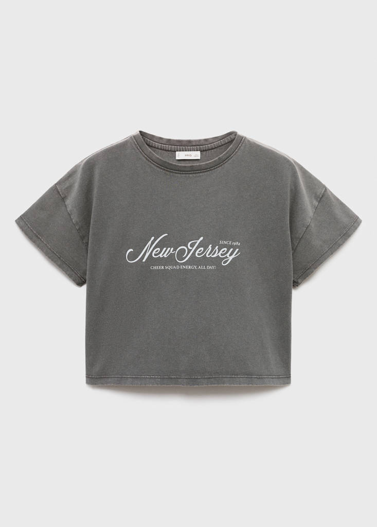 Printed cropped t-shirt — Charcoal