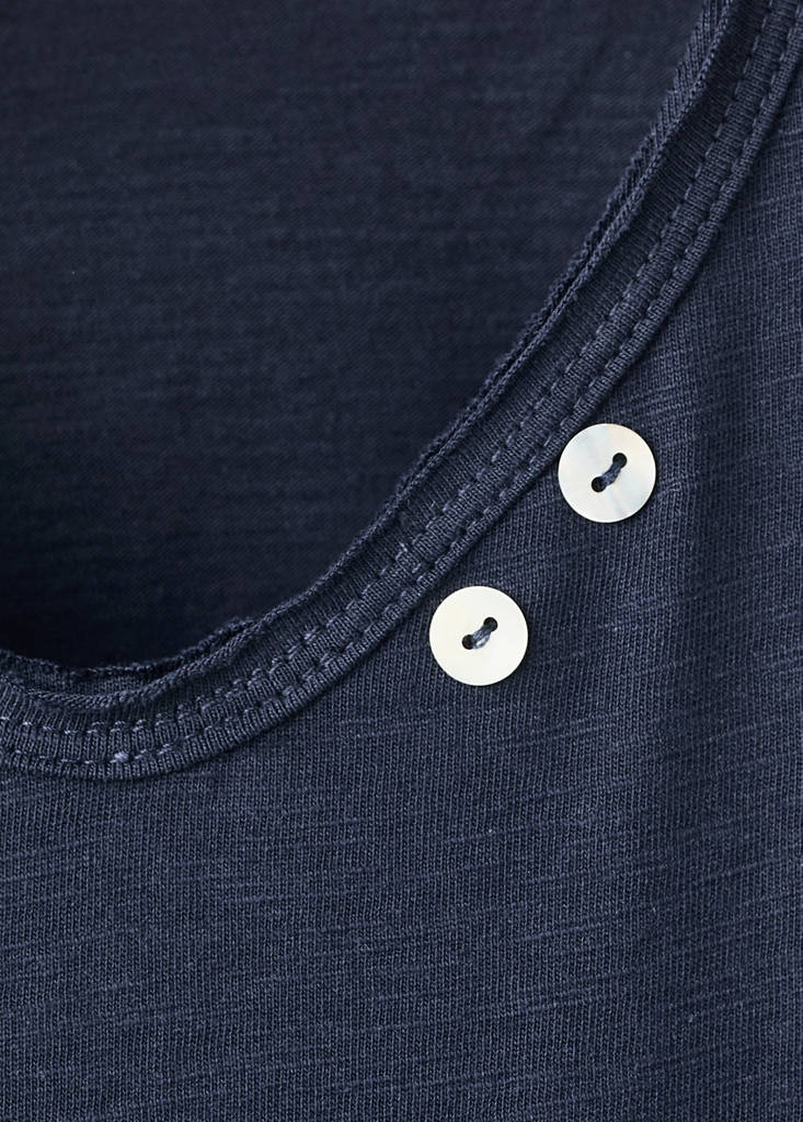 T-shirt with mother-of-pearl button detail — Navy