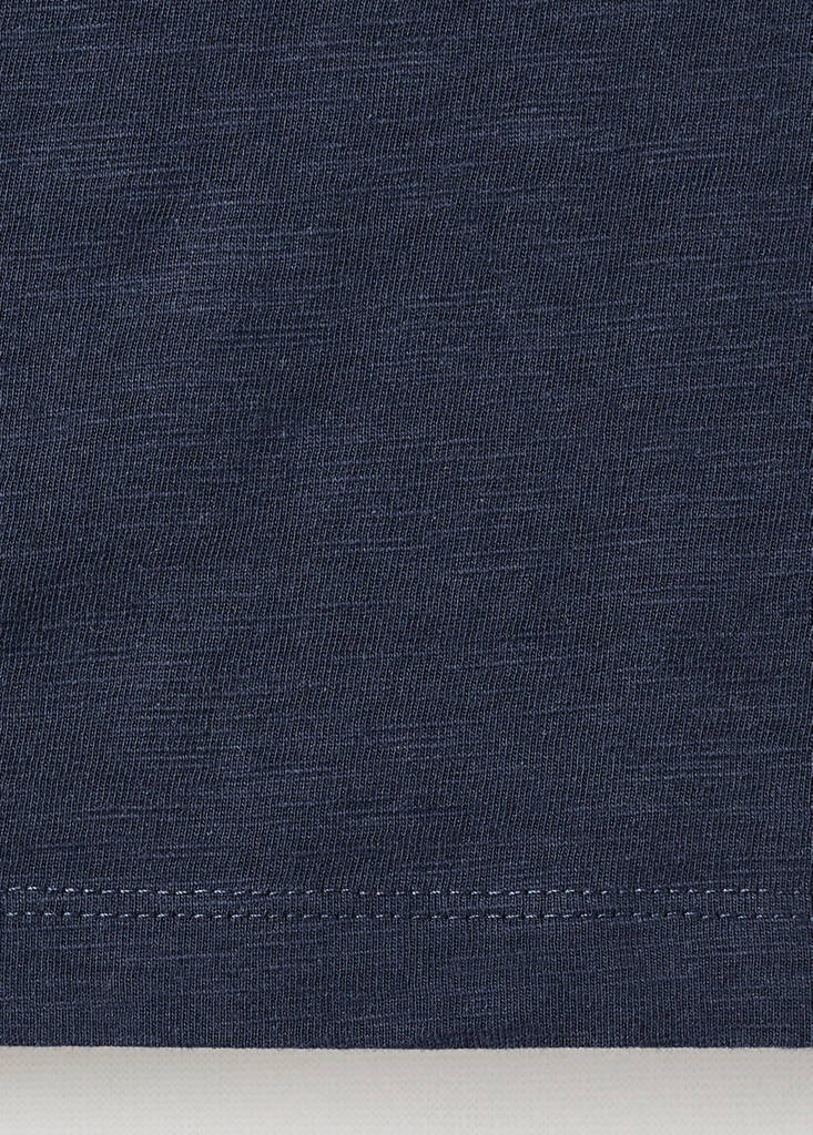 T-shirt with mother-of-pearl button detail — Navy