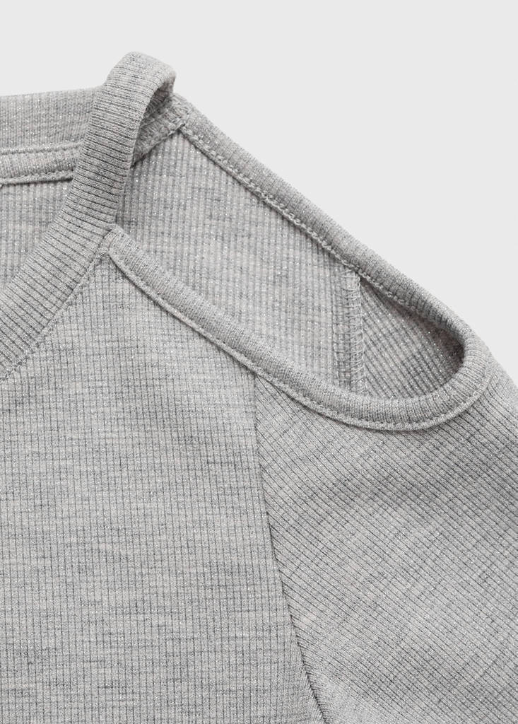 Lurex top with cut-out — Medium Heather Grey