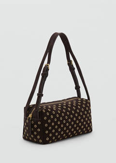 Suede shoulder bag with eyelets — Chocolate 1