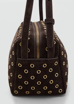 Suede shoulder bag with eyelets — Chocolate 3