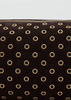 Suede shoulder bag with eyelets — Chocolate 4