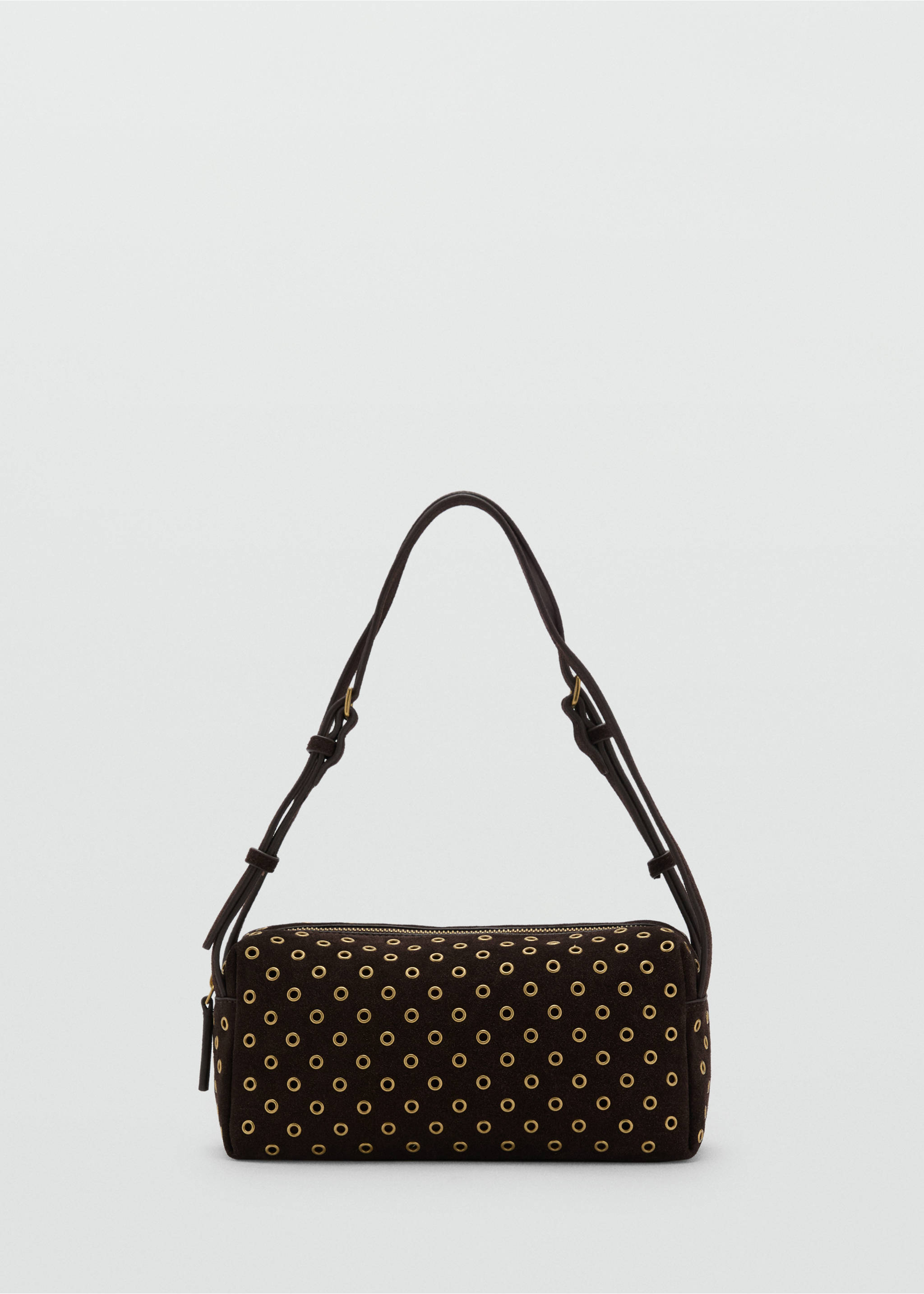 Suede shoulder bag with eyelets - Article without model, Chocolate. Ref: 17004445-00.