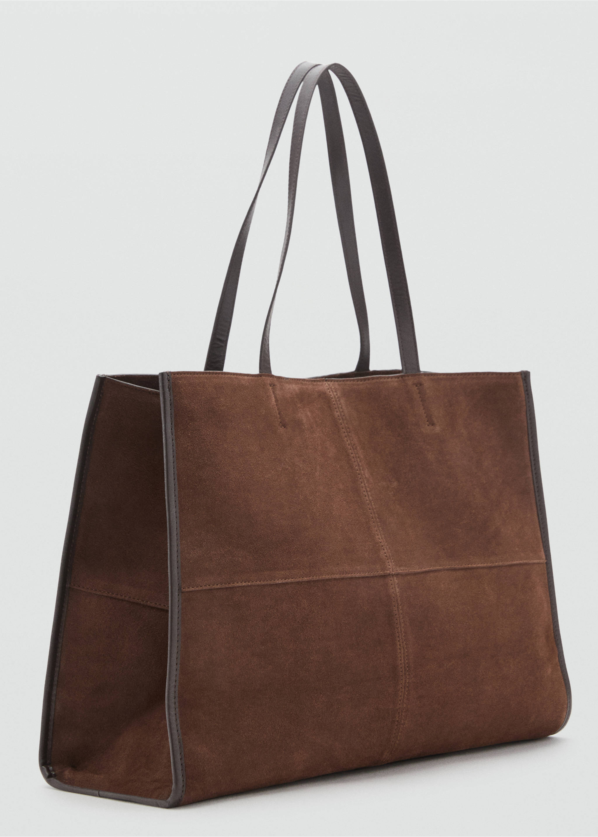 Suede leather shopper bag - Medium plane, Chocolate. Ref: 17004446-00.