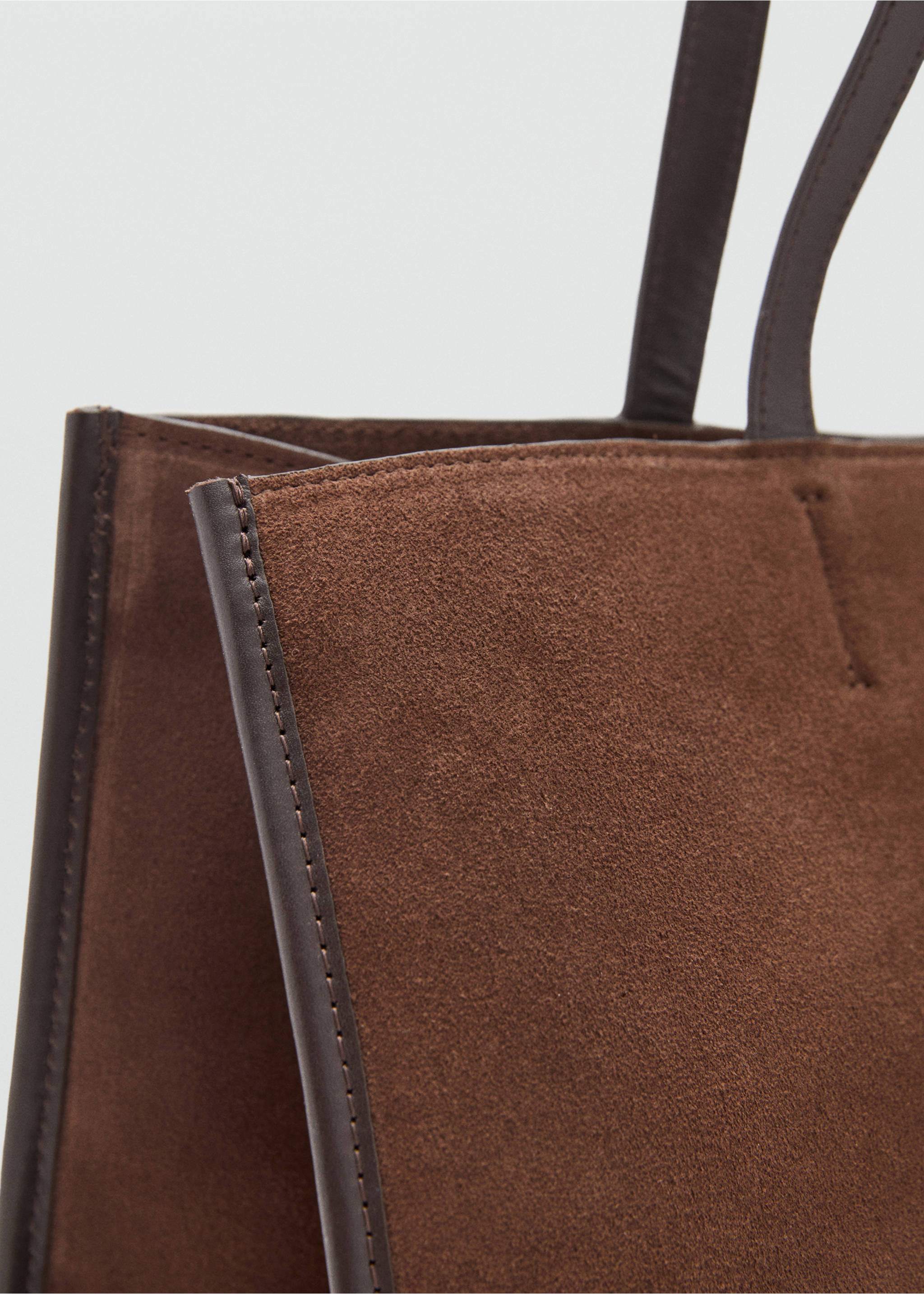 Suede leather shopper bag - Details of the article 1, Chocolate. Ref: 17004446-00.