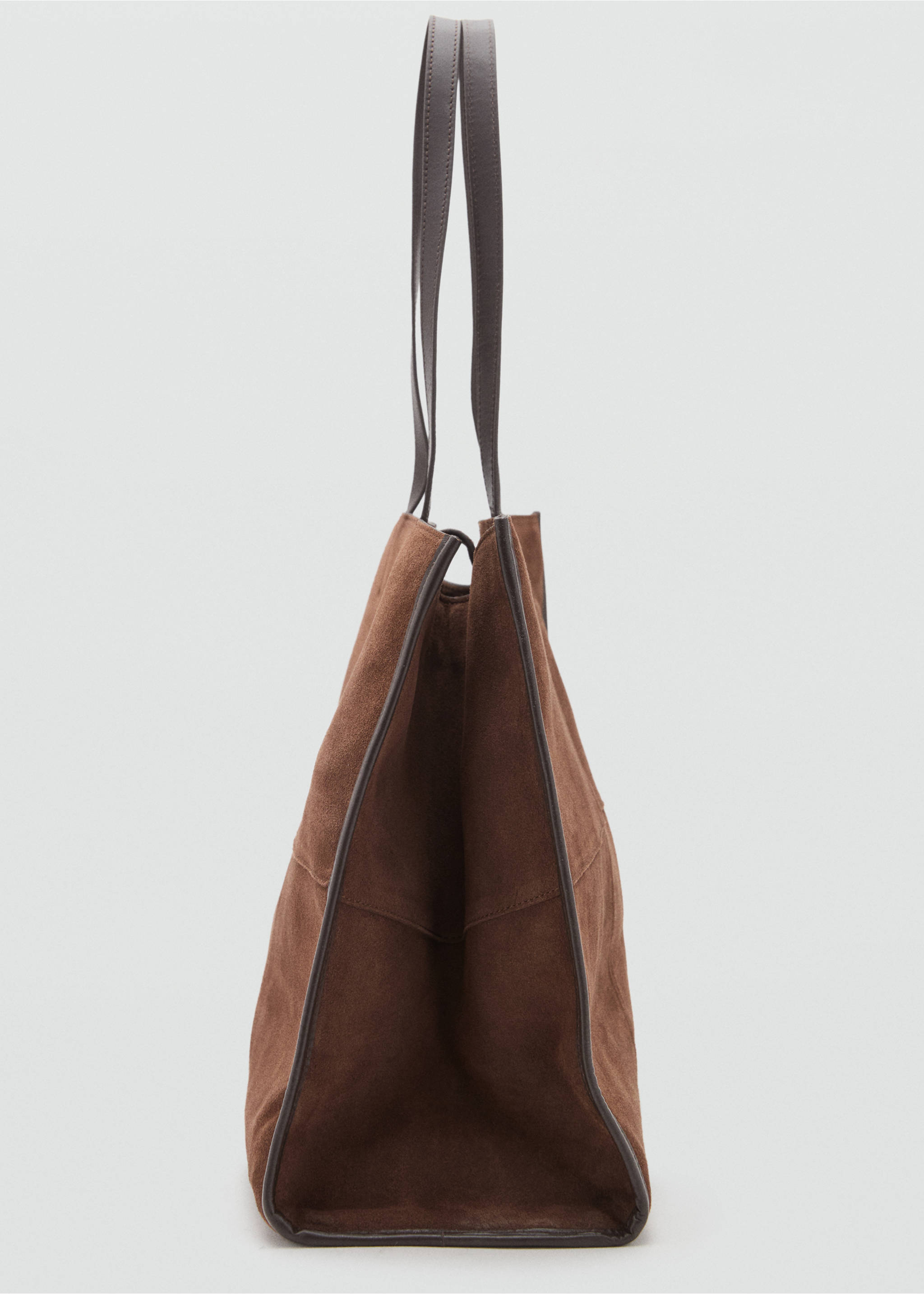 Suede leather shopper bag - Details of the article 2, Chocolate. Ref: 17004446-00.