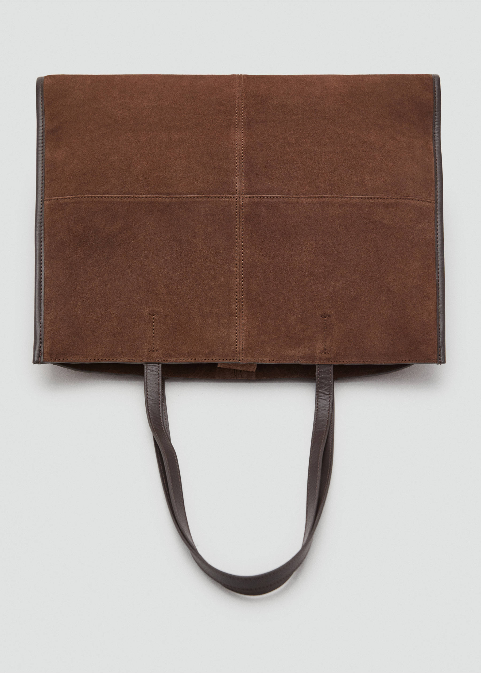 Suede leather shopper bag - Details of the article 4, Chocolate. Ref: 17004446-00.