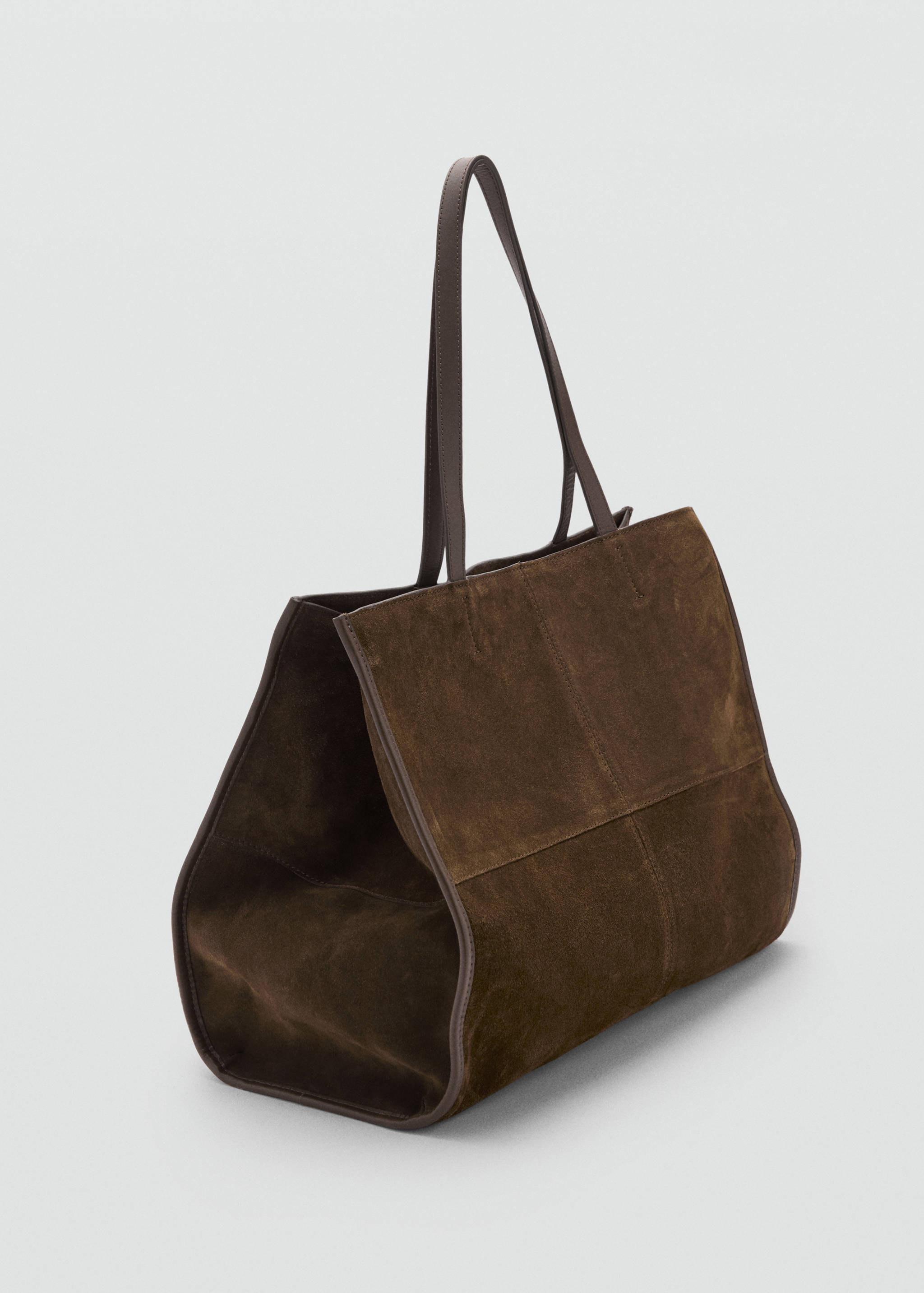 Suede leather shopper bag - Medium plane