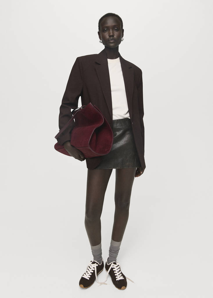 Suede leather shopper bag