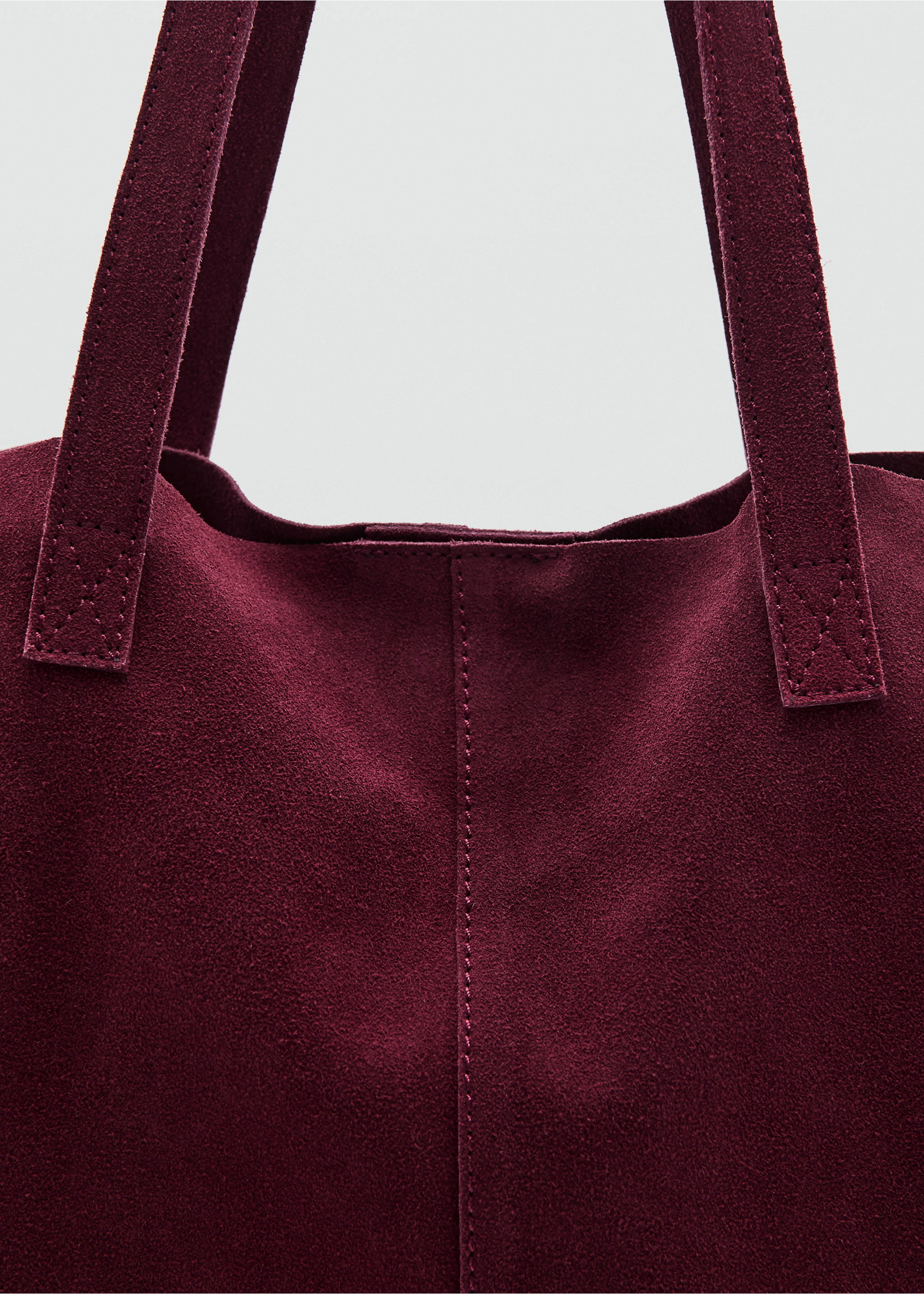 Leather tote bag - Details of the article 1, Burgundy. Ref: 17004450-00.