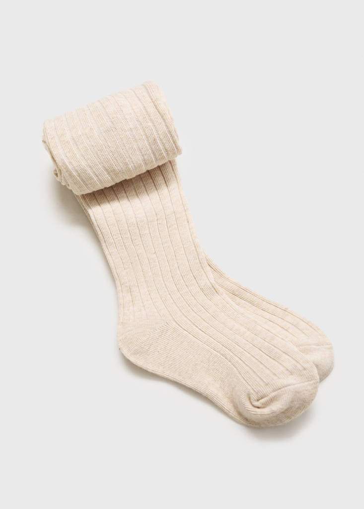 Ribbed tights — Beige
