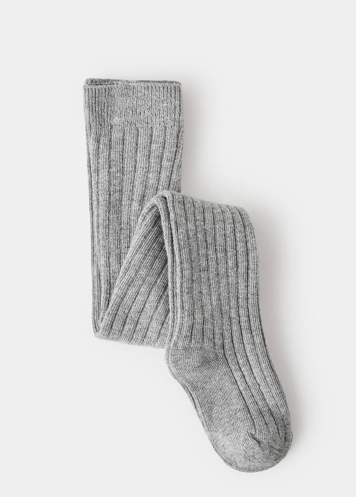 Ribbed tights — Medium Heather Grey