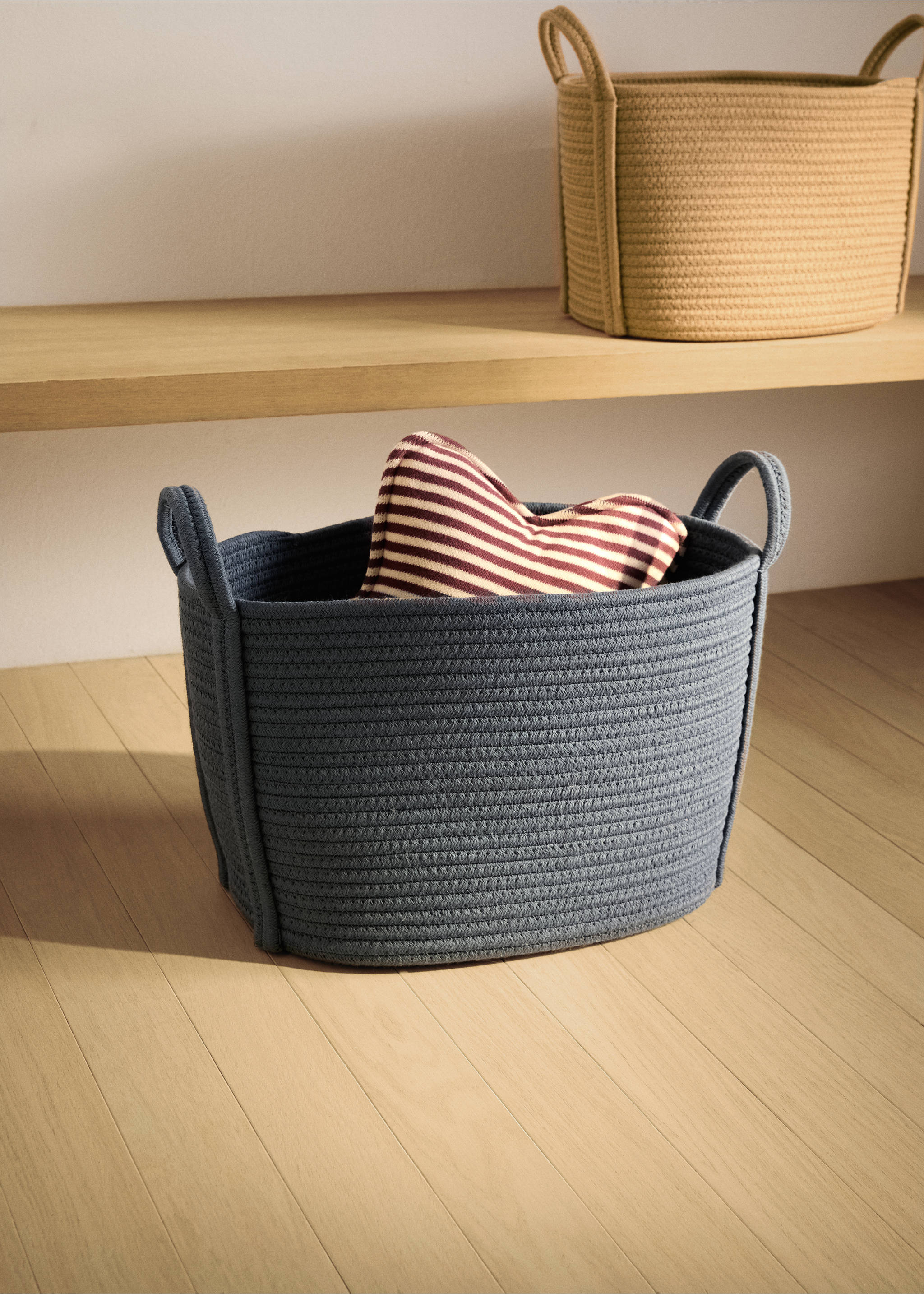 Large children's cotton basket with handles - General plane, Night Blue. Ref: 17004790-00.