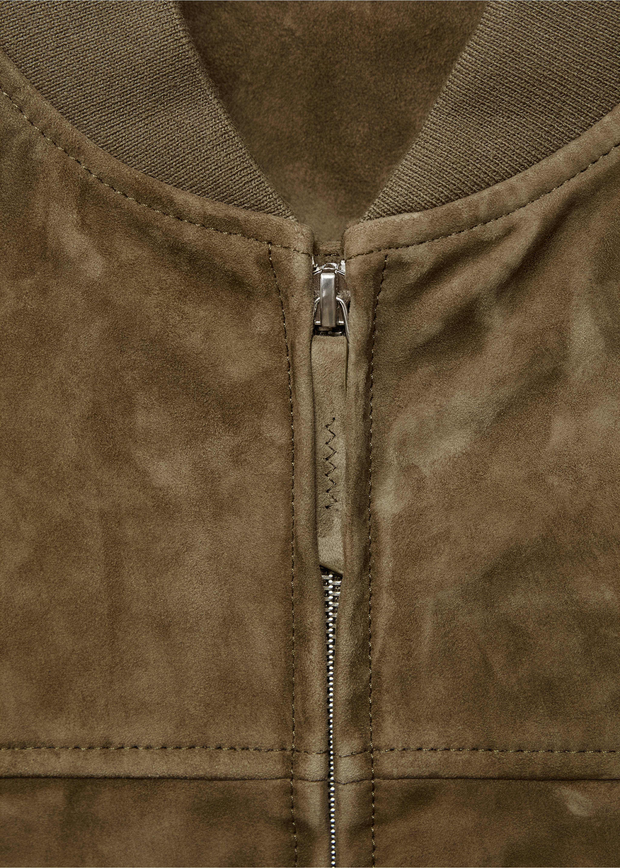 Куртка-бомбер из натуральной замши - Деталь изделия 8, Хаки. Ref: 17005141-00.