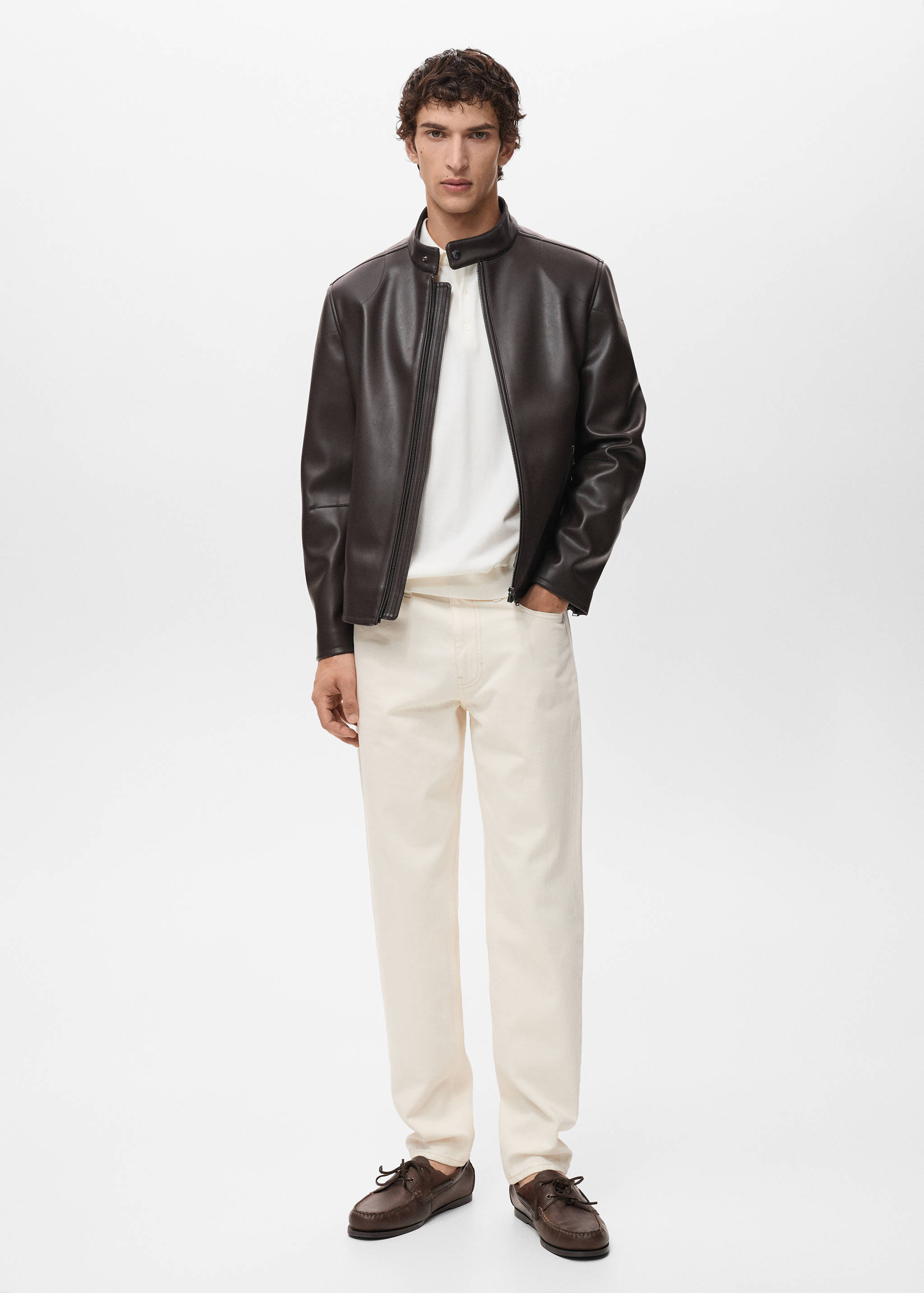 Zip-up faux-leather jacket - General plane