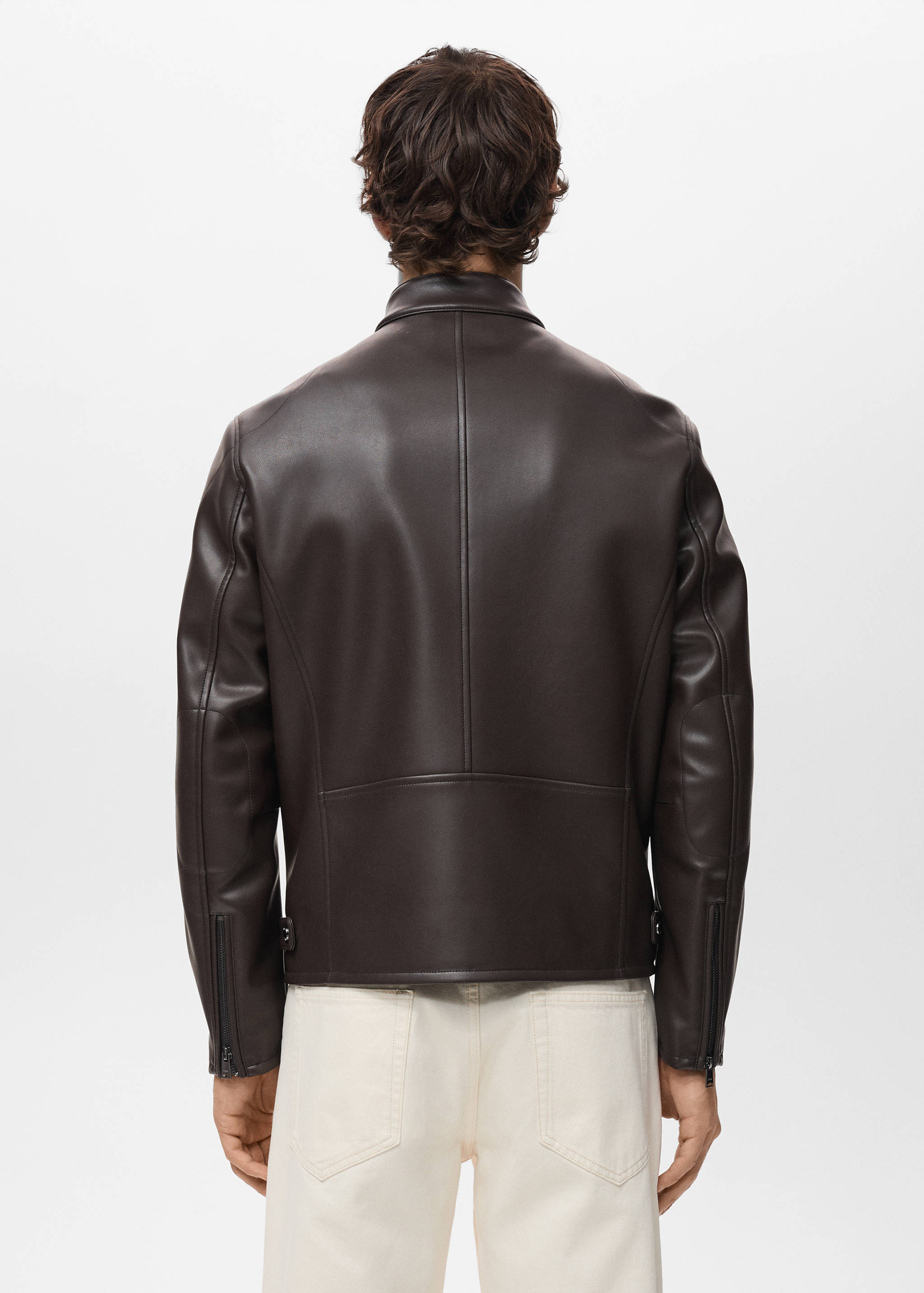 Zip-up faux-leather jacket - Reverse of the article